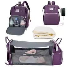 3-in-1 Baby Bag – Backpack, Bed & USB charging