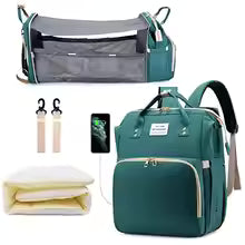 3-in-1 Baby Bag – Backpack, Bed & USB charging
